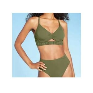 Shade & Shore Underwire Bikini Swim Top - Size 38D - Palm Green